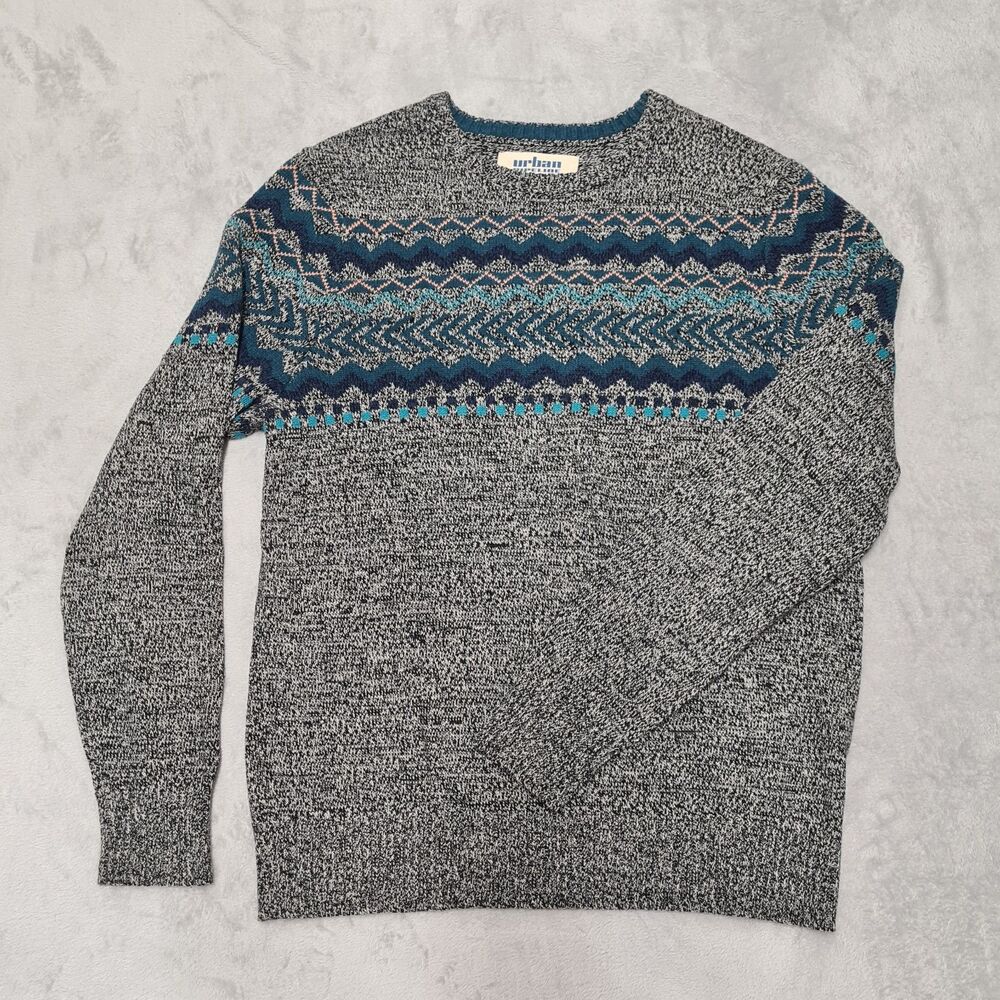 Fair Isle Pattern Sweater Urban Pipeline Men's XL Crew Neck Cotton Knit